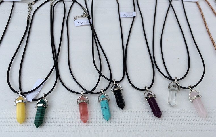 Simple gem stone pendants.
$9.00 each
Art Rains Jewelry